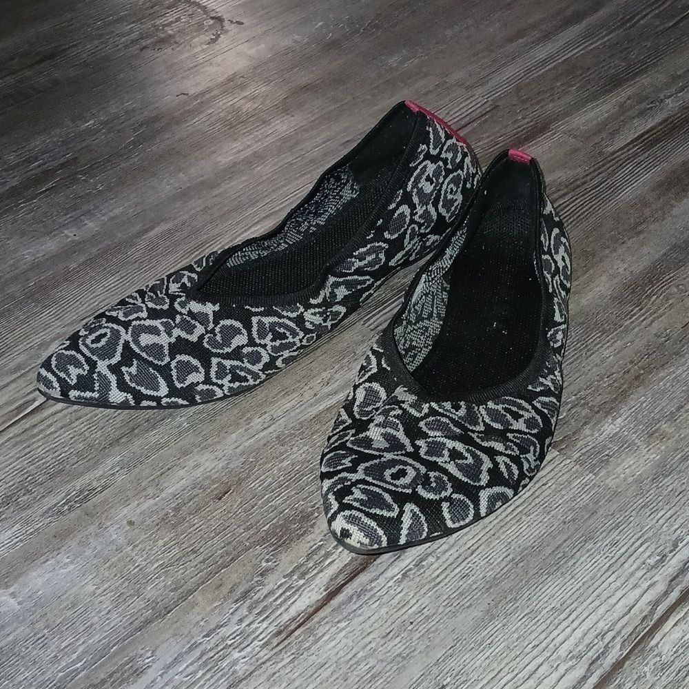 Serra shoes flats loafers slip on sandals slides Black Gray Knit Sz 10 EUC